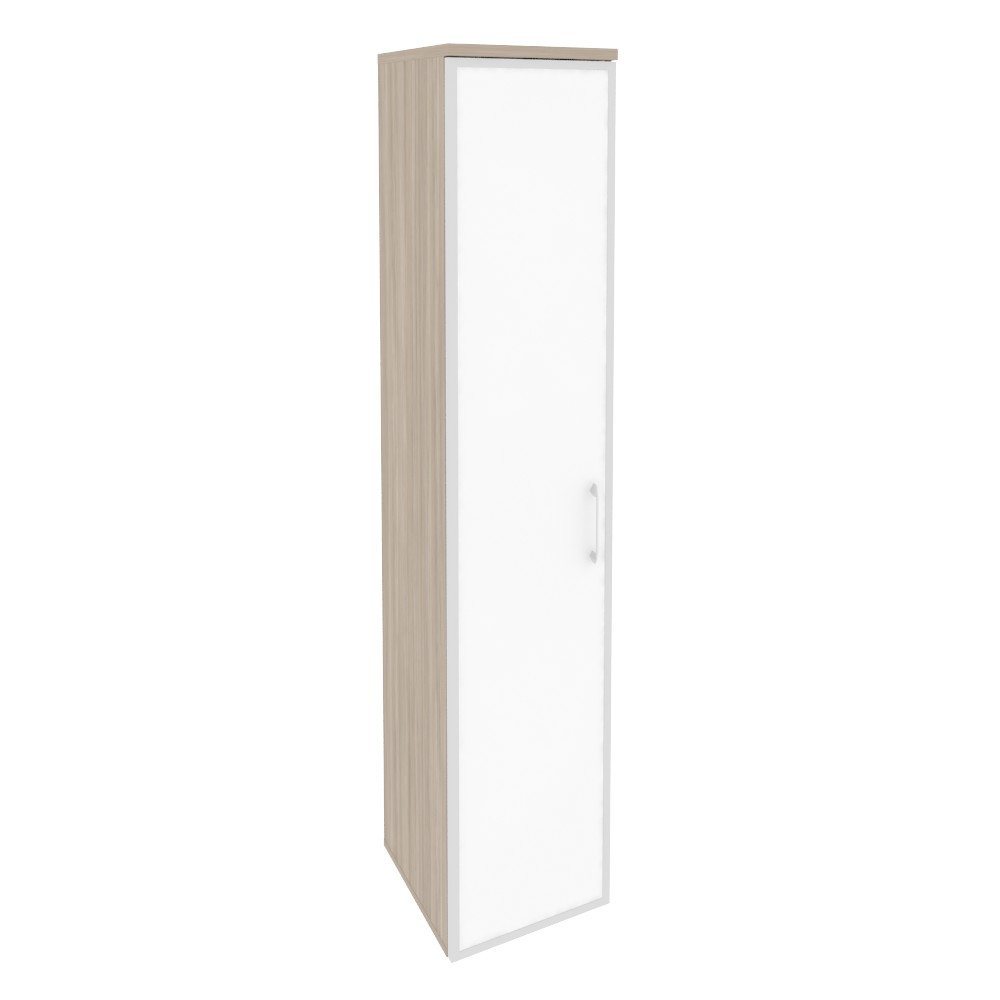 Onix Шкаф высокий узкий левый O.SU-1.10 R (L) white Дуб Аттик/Стекло White 400*420*1977