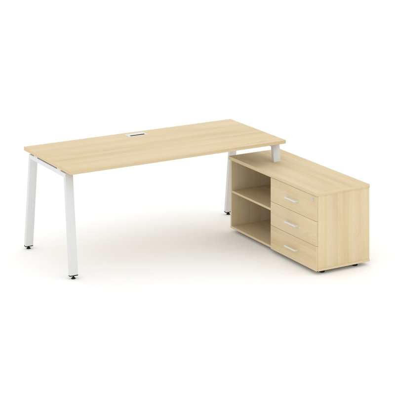 Style Project Direct Стол письменный с греденцией правой SN-6A.SRG-026.M(R) Акация Лорка/Металл Белы