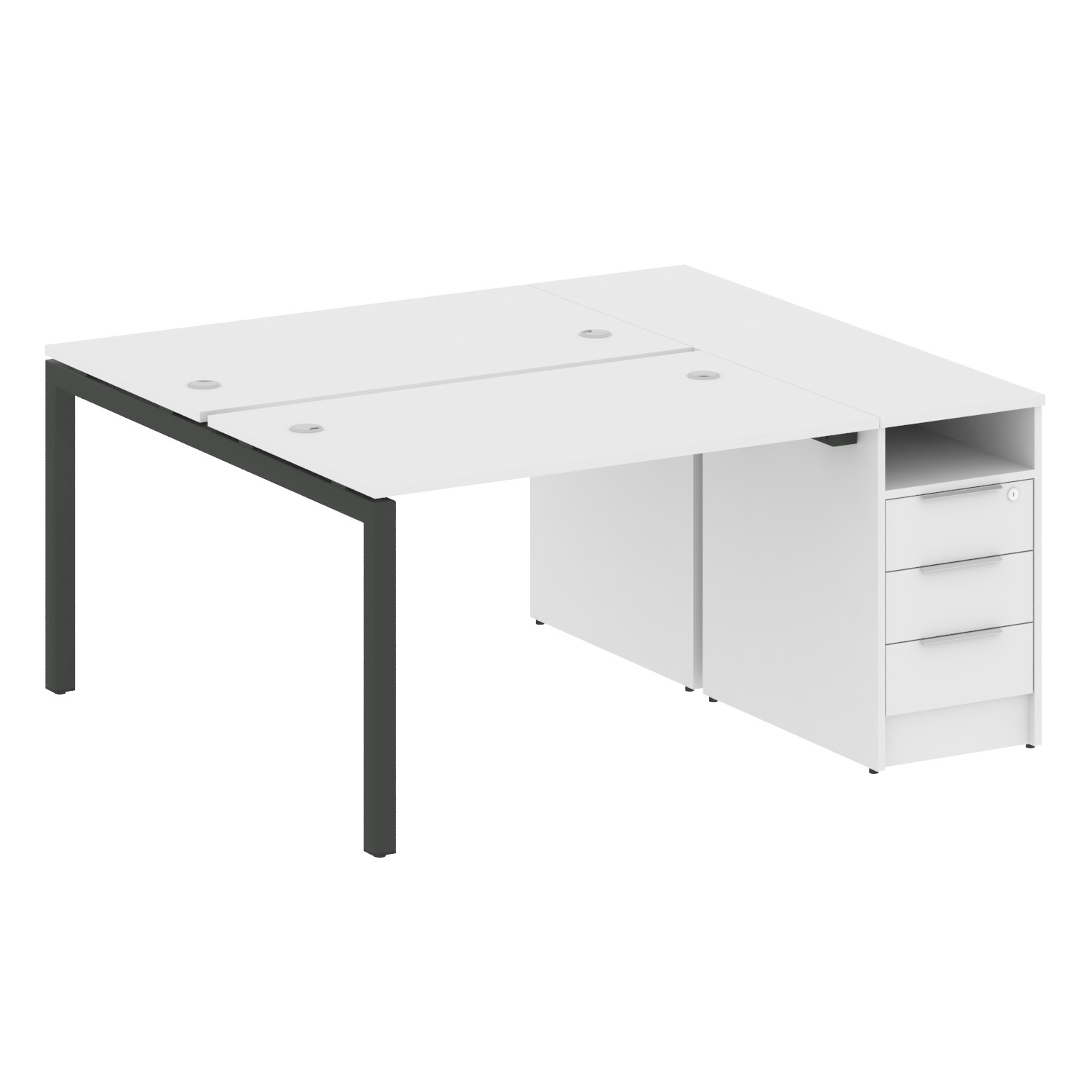 Metal System Quattro Рабочая станция с тумбой на П-образном м/к 50БП.РС-СТП-2.2 Белый/Металл Антраци