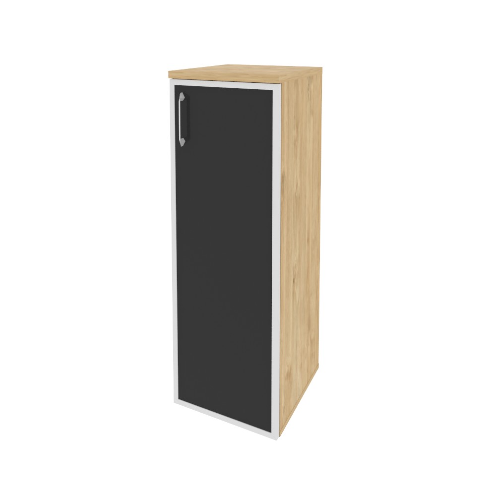 Onix Шкаф средний узкий правый O.SU-2.4 R (R) black Тиквуд Светлый/Стекло Black 400*420*1207