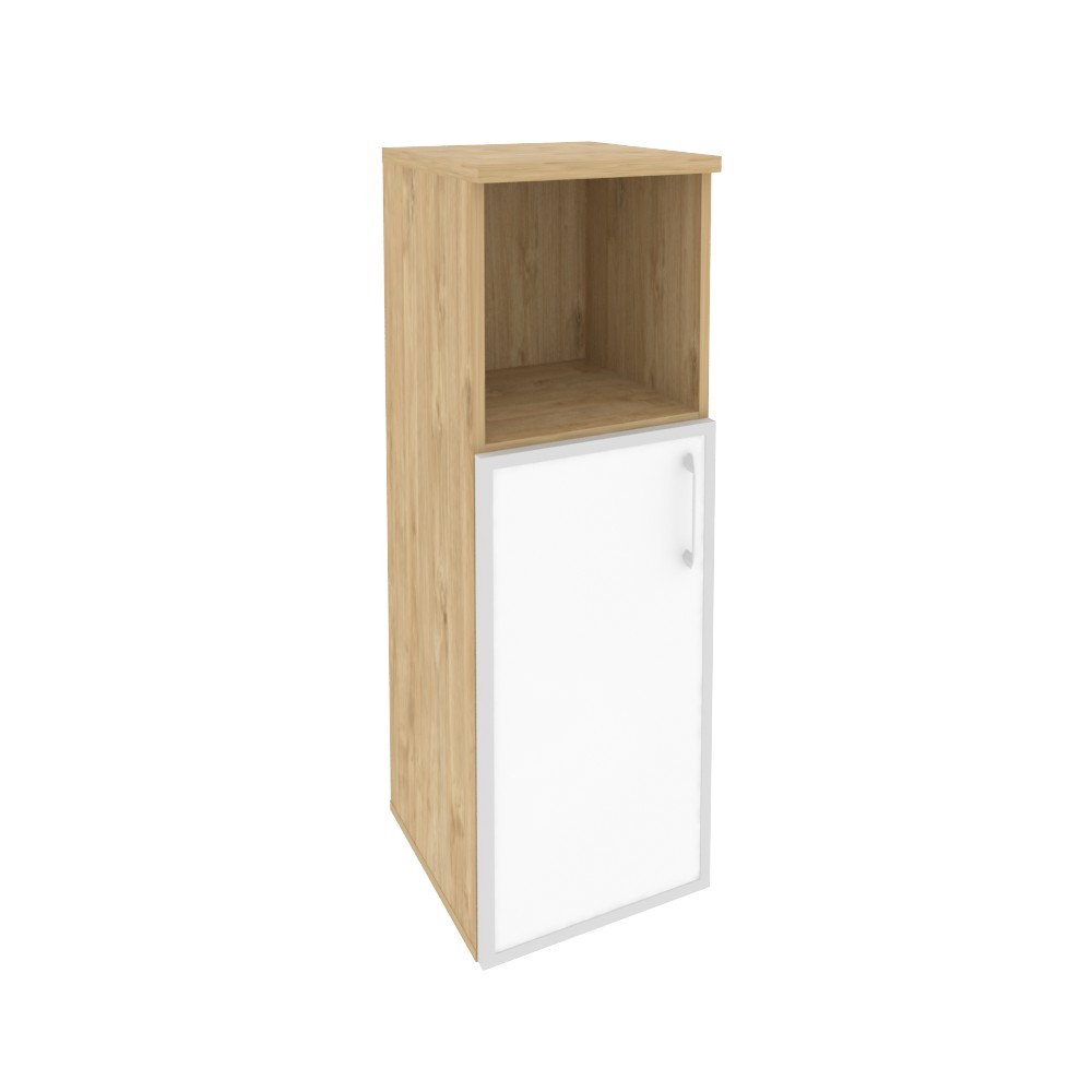 Onix Шкаф средний узкий левый O.SU-2.2 R (L) white Тиквуд Светлый/Стекло White 400*420*1207