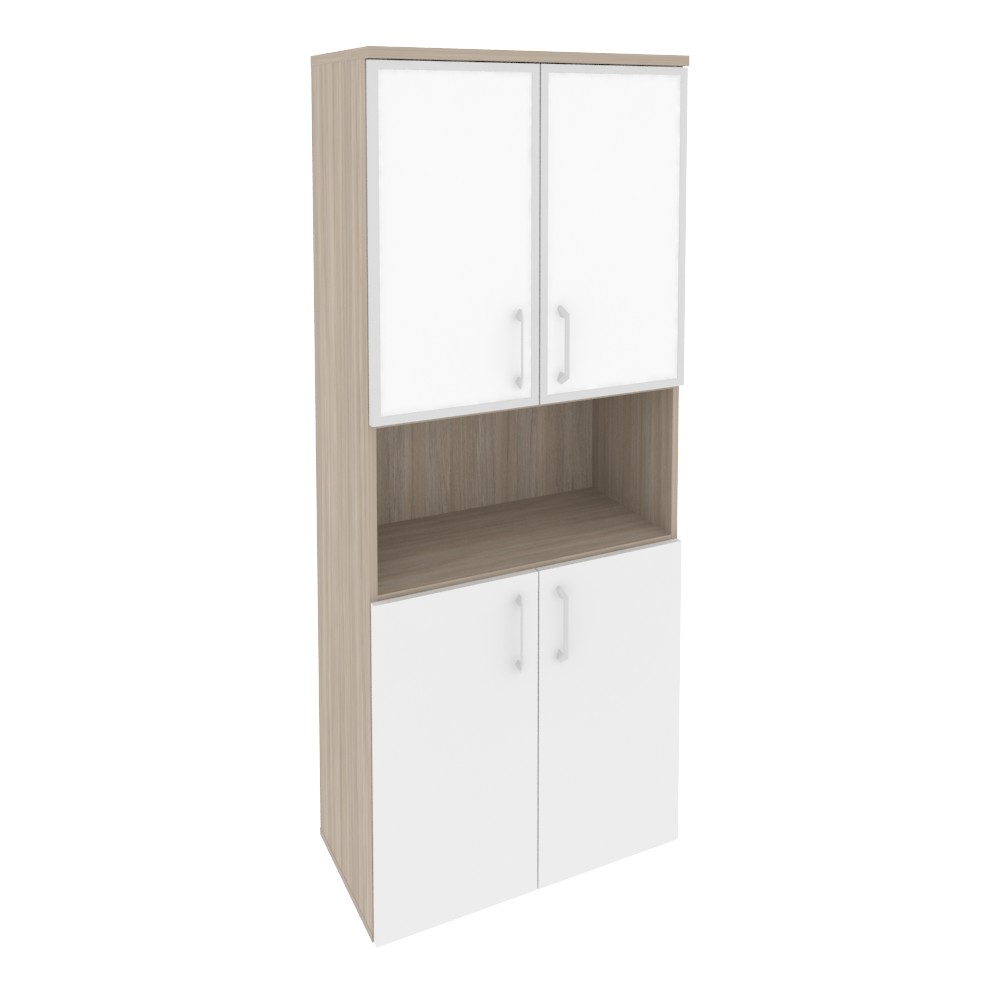 Onix Шкаф высокий широкий O.ST-1.4 R white Дуб Аттик/Белый Бриллиант/Стекло White 800*420*1977