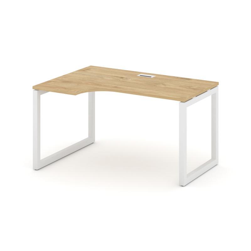 Style Project Стол рабочий эргоном. SN-5O.SPA-001(L) Тиквуд Светлый/Металл Белый 1380*600/980*750