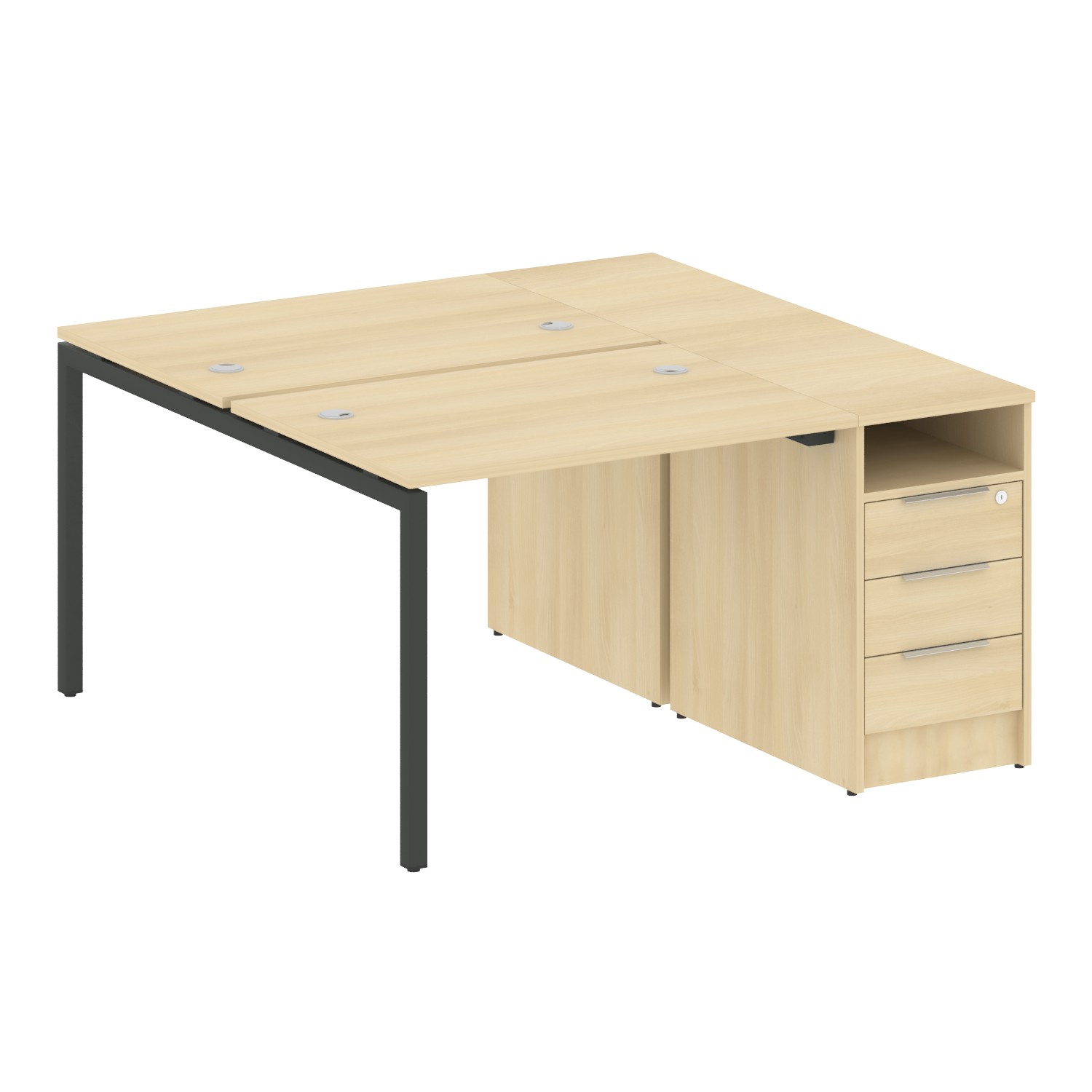 Metal System Quattro Рабочая станция с тумбой на П-образном м/к 40БП.РС-СТП-2.1 Акация Лорка/Металл