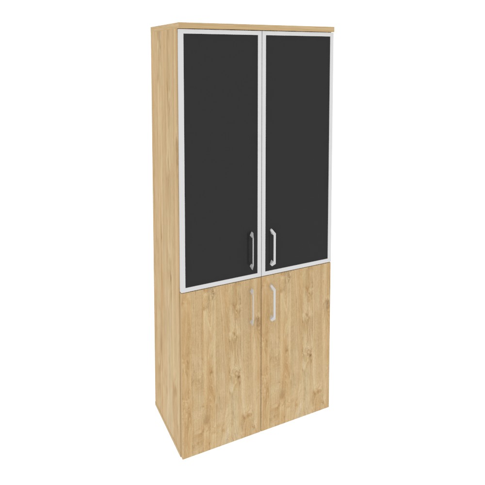 Onix Шкаф высокий широкий O.ST-1.2 R black Тиквуд Светлый/Стекло Black 800*420*1977