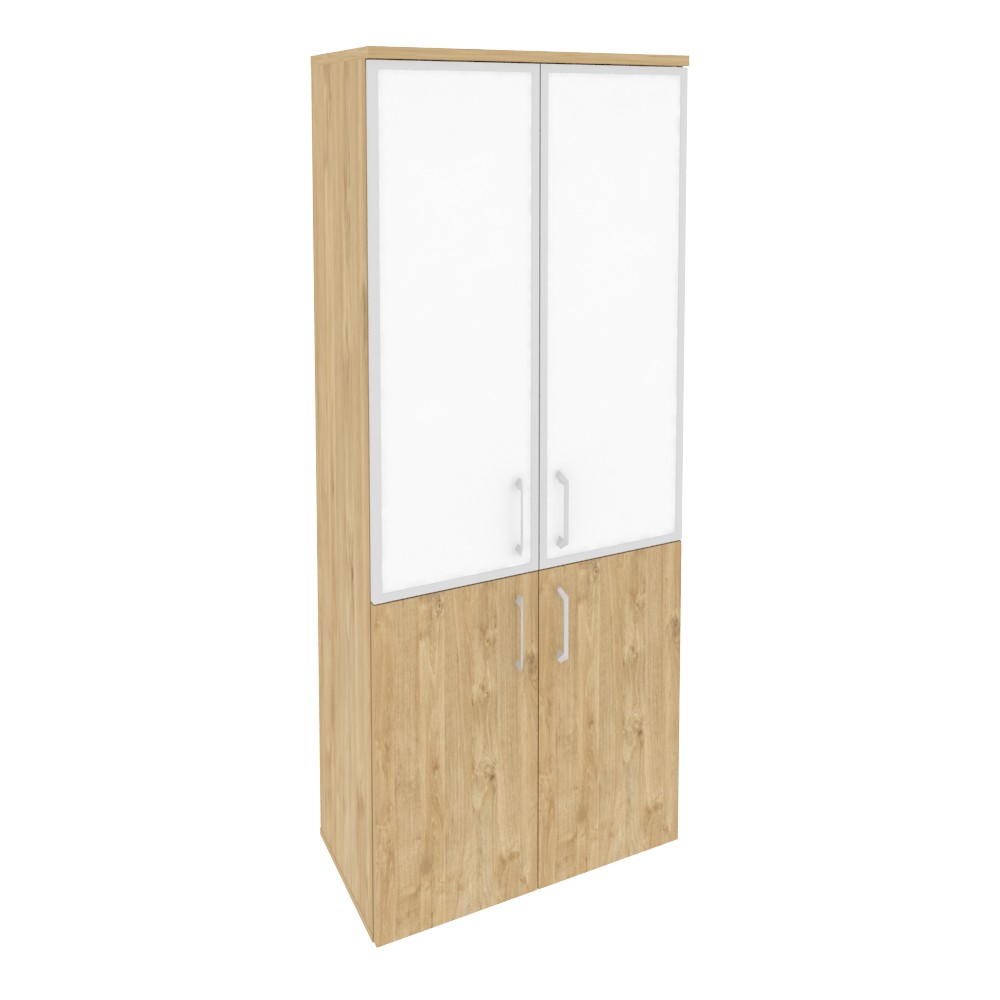 Onix Шкаф высокий широкий O.ST-1.2 R white Тиквуд Светлый/Стекло White 800*420*1977