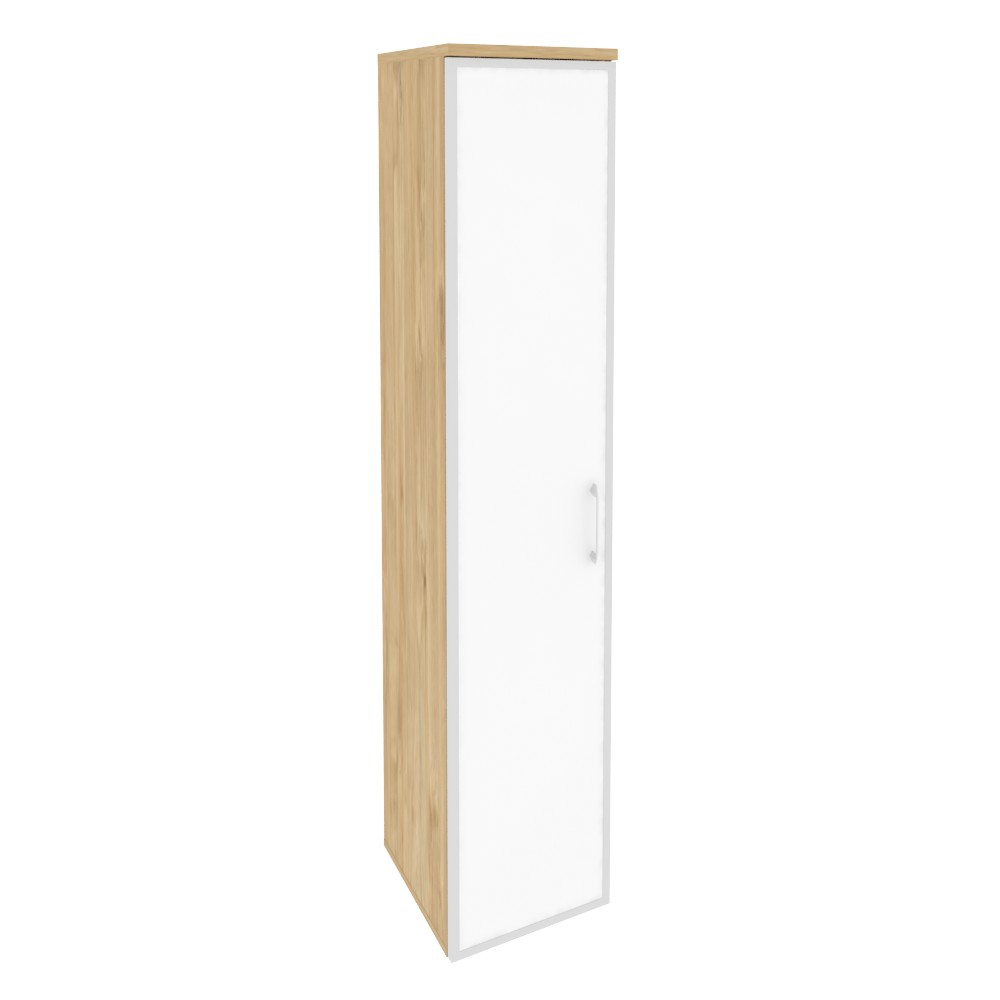 Onix Шкаф высокий узкий левый O.SU-1.10 R (L) white Тиквуд Светлый/Стекло White 400*420*1977