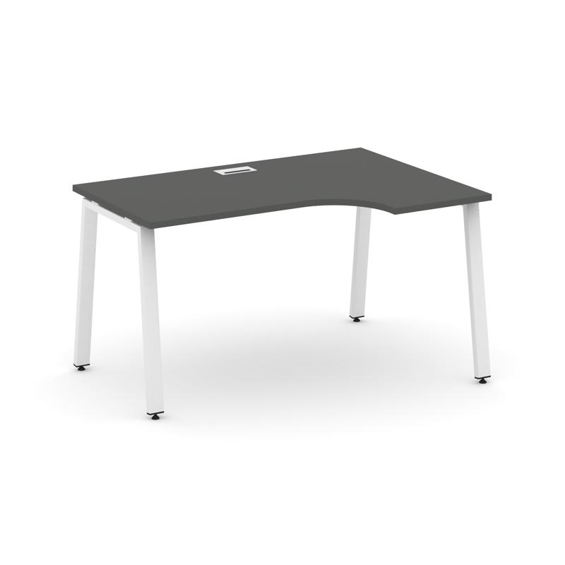 Style Project Стол рабочий эргоном. SN-6A.SPA-001(R) Антрацит/Металл Белый 1380*600/980*750