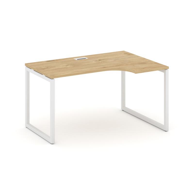 Style Project Стол рабочий эргоном. SN-4O.SPA-002(R) Тиквуд Светлый/Металл Белый 1580*600/980*750
