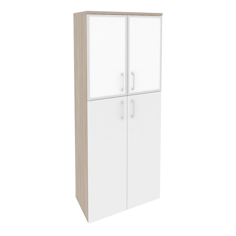 Onix Шкаф высокий широкий O.ST-1.7 R white Дуб Аттик/Белый Бриллиант/Стекло White 800*420*1977