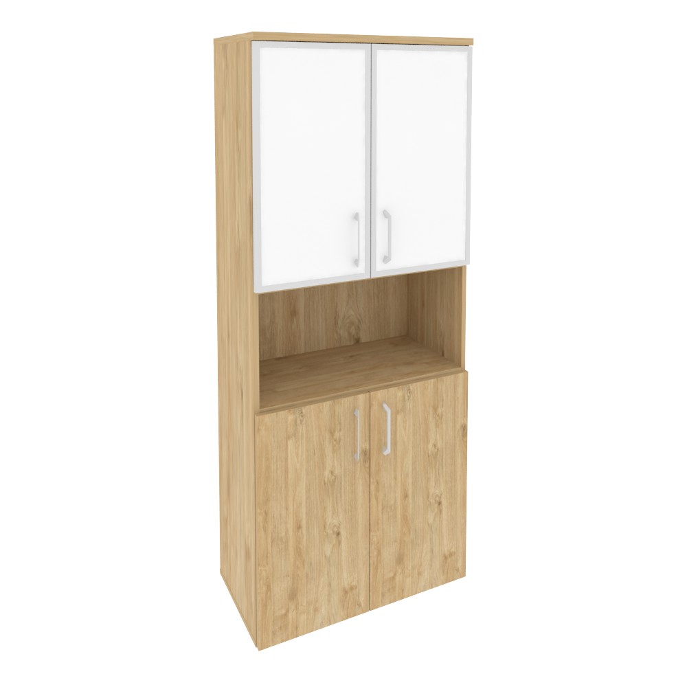 Onix Шкаф высокий широкий O.ST-1.4 R white Тиквуд Светлый/Стекло White 800*420*1977