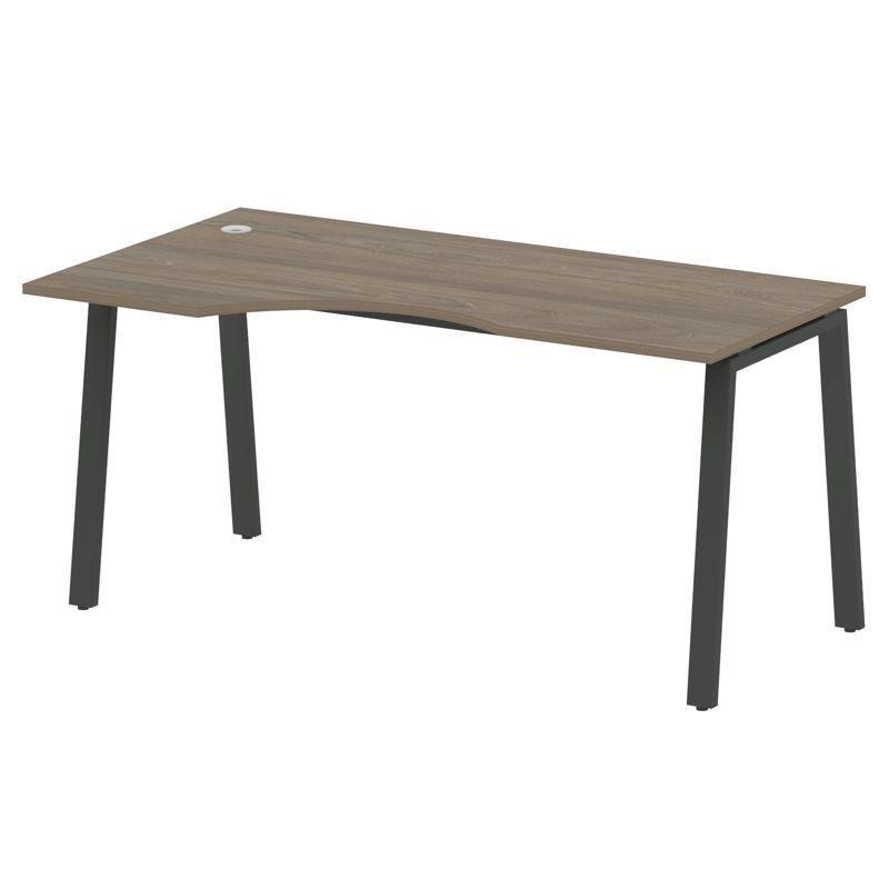 Metal System Стол криволинейный левый на А-образном м/к БА.СА-1 (L) Вяз Благородный/Металл Антрацит