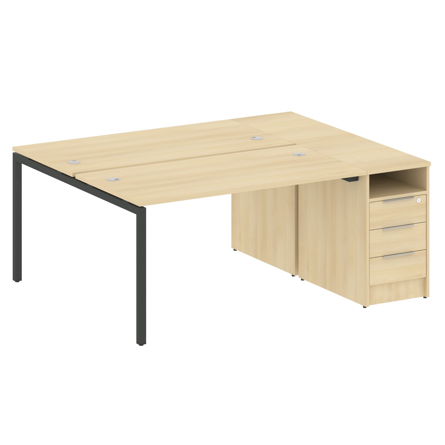 Metal System Quattro Рабочая станция с тумбой на П-образном м/к 40БП.РС-СТП-2.3 Акация Лорка/Металл