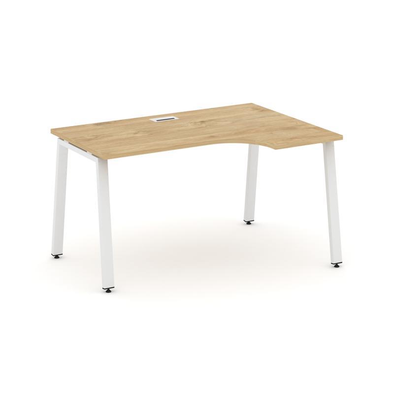 Style Project Стол рабочий эргоном. SN-6A.SPA-001(R) Тиквуд Светлый/Металл Белый 1380*600/980*750