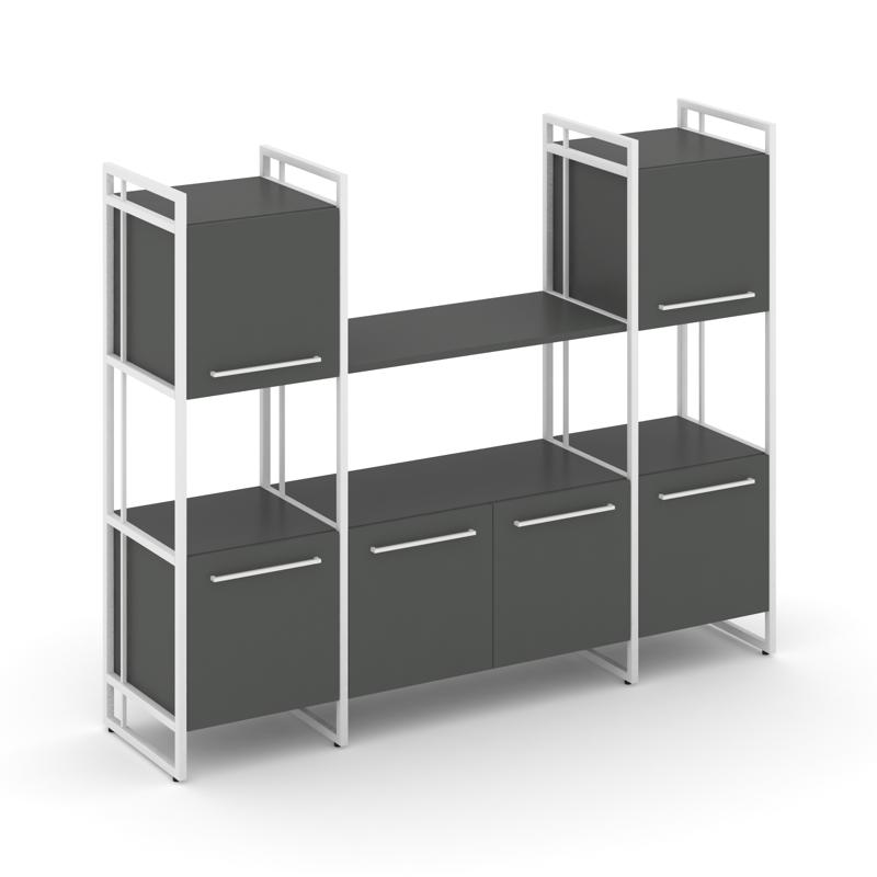 Rift Шкаф комбинированый RF.NS-002 Антрацит/Металл Белый/Белый Ручки 1598*396*1286