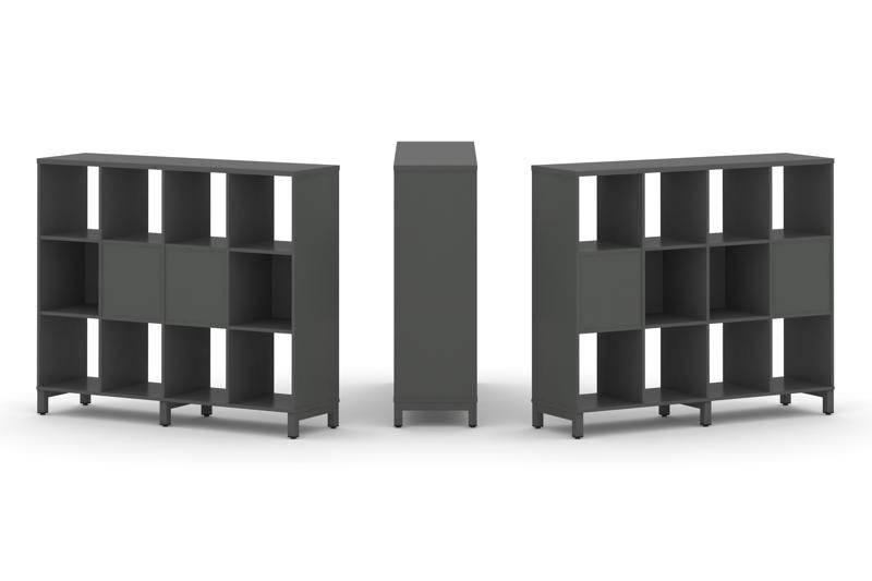 Style Project Набор стеллажа 2-х сторон., 3 яр. SN.NSD-341 Антрацит/Металл Антрацит 1488*400*1248