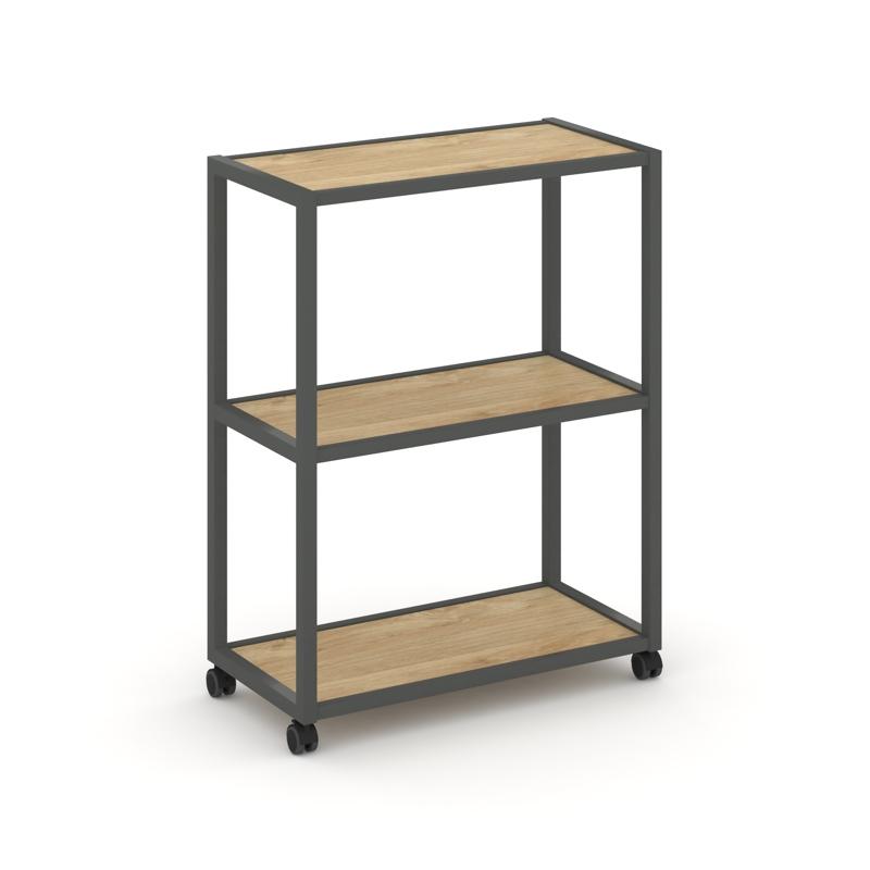 Shelf Mobile Стеллаж 3 уровня 1 секция VR.LT-STK-301.12 Тиквуд Светлый/Металл Антрацит 1200*400*1046