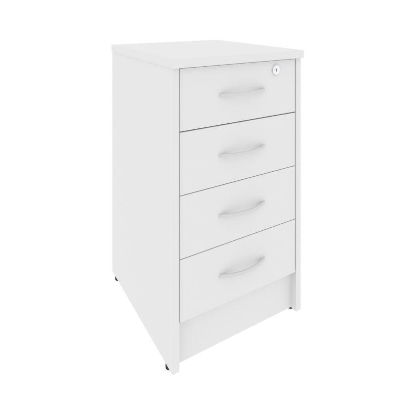 Riva Тумба приставная с фолдингом (4 ящика, с замком) А.ТП-4F-S Белый 412*450*750